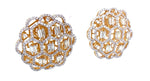 Load image into Gallery viewer, Floral Design Stud Earrings, Baguettes and round Diamond Earrings, 14k Solid Gold, Natural Diamonds, Gift for her

