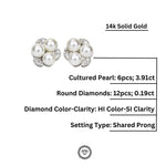 Load image into Gallery viewer, Pearl Stud Diamond Earrings In 14kt Solid Gold, Gemstone Earrings With Natural Diamonds, Gift for her
