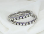 Load image into Gallery viewer, Blue Sapphire diamond Bangle Bracelet, 16 ct Solitaire Diamond Bangle, 14k Solid Gold, Heavy Diamond Bangle, Moissanite Bracelets, Classy
