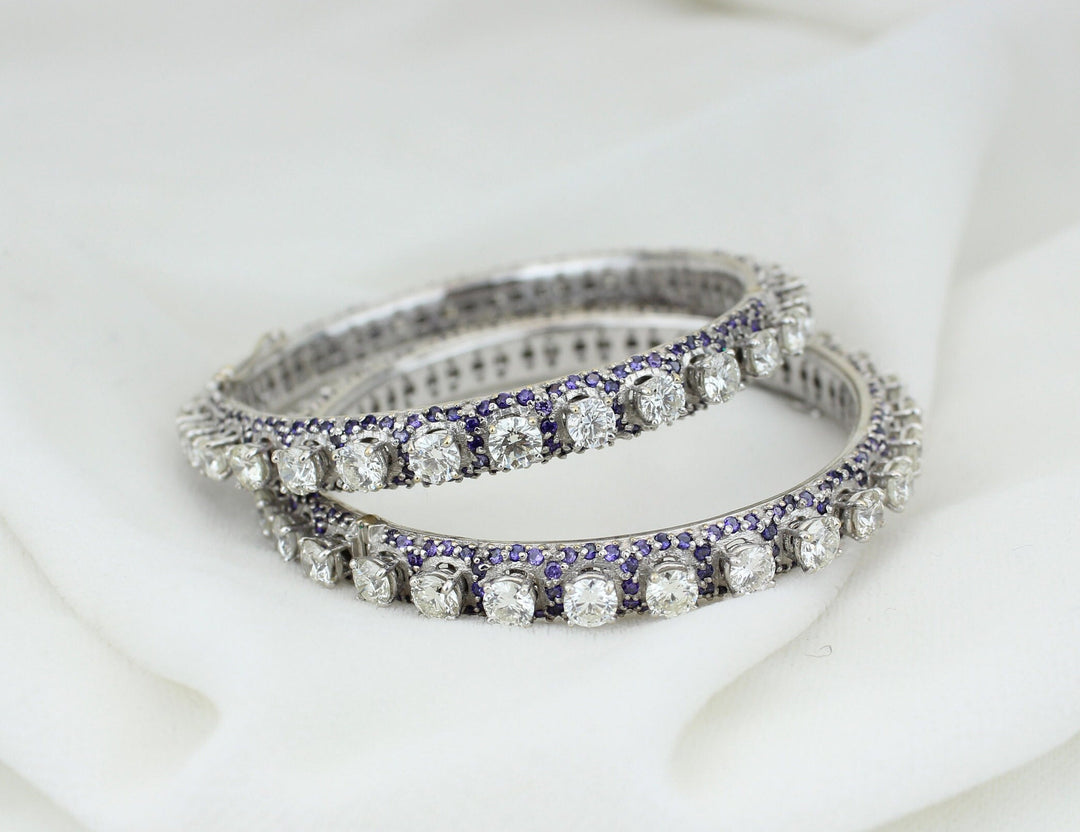 Blue Sapphire diamond Bangle Bracelet, 16 ct Solitaire Diamond Bangle, 14k Solid Gold, Heavy Diamond Bangle, Moissanite Bracelets, Classy