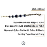 Load image into Gallery viewer, Blue Sapphire Diamond Bracelet, 14k Solid Gold, Gemstone Bracelet, Natural Diamonds, Illusion Set Bracelet, Anniversary Gift for her
