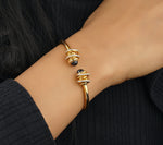 Load image into Gallery viewer, Blue Sapphire Diamond Cuff Bracelet, Spiral Bracelet With Natural Diamonds, 14K Solid Gold, Gift for her
