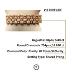 Load image into Gallery viewer, Fancy Diamond Bracelet, Baguette and Round Diamonds Bracelet, 14k Solid Gold, Moissanite Bracelet, Gift for her
