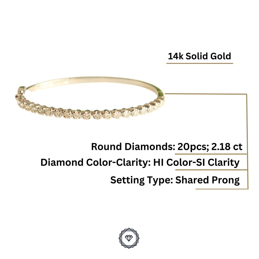 Cluster Setting Diamond Bracelet, Half Eternity Bracelet, Stackable Illusion Bangle Bracelet, 14k Solid Gold, Natural Diamonds, Gift for her