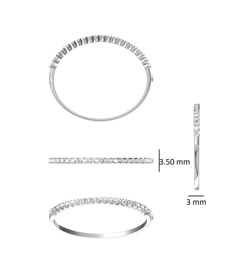 Cluster Setting Diamond Bracelet, Half Eternity Bracelet, Stackable Illusion Bangle Bracelet, 14k Solid Gold, Natural Diamonds, Gift for her