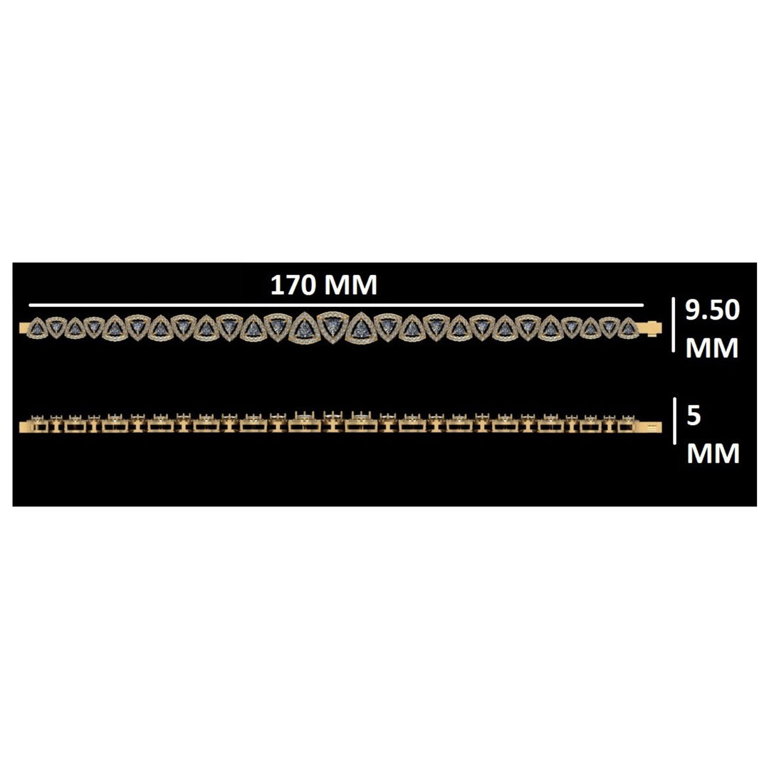 Trillion Diamond Tennis Bracelet With Halo Setting, 14k Solid Gold, Stackable Bracelet, Natural Diamonds, Bridal Jewelry, Gift for Her