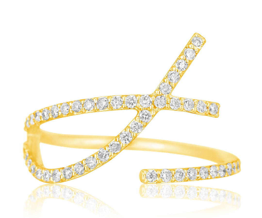 Criss Cross Lines Diamond Ring, 14k Solid Gold, Natural Diamonds, Gift for her, Everyday Jewelry