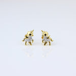 Load image into Gallery viewer, Kids Unicorn Diamond Stud Earrings, 14k Solid Gold, Natural Diamonds, Kids Jewelry, Gift for toddlers, girls, and kids
