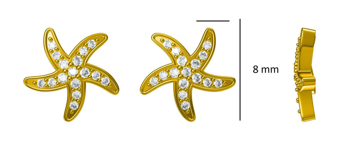 Kids Starfish Diamond Stud Earrings, 14k Solid Gold, Natural Diamonds, Gift for toddlers/girls/kids, Ready To Ship, HRD Certified