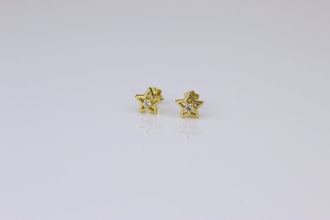 Kids Hollow Star Diamond Stud Earrings, 14k Solid Gold, Natural Diamonds, Kids jewelry, Gift for toddlers, girls and kids