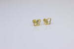Load image into Gallery viewer, Kids Petite Butterfly Diamond Stud Earrings, 14k Solid Gold, Natural Diamonds, Kids jewelry, Gift for toddlers, girls and kids
