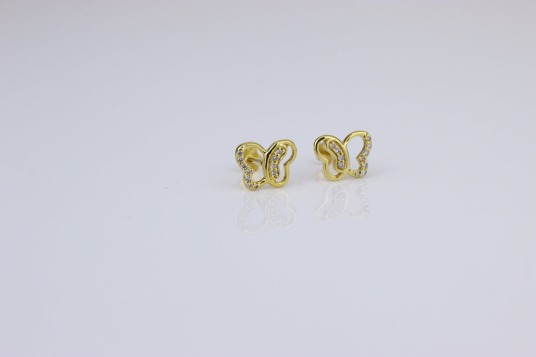 Kids Petite Butterfly Diamond Stud Earrings, 14k Solid Gold, Natural Diamonds, Kids jewelry, Gift for toddlers, girls and kids