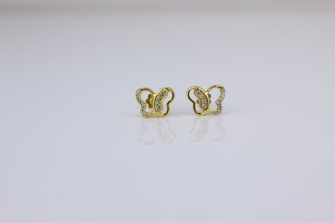 Kids Petite Butterfly Diamond Stud Earrings, 14k Solid Gold, Natural Diamonds, Kids jewelry, Gift for toddlers, girls and kids