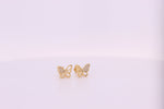 Load image into Gallery viewer, Kids Winged Butterfly Diamond Stud Earrings, 14k Solid Gold, Natural Diamonds, Kids jewelry, Gift for toddlers, girls and kids
