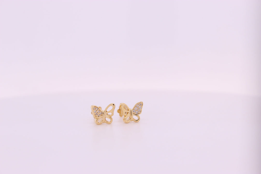 Kids Winged Butterfly Diamond Stud Earrings, 14k Solid Gold, Natural Diamonds, Kids jewelry, Gift for toddlers, girls and kids