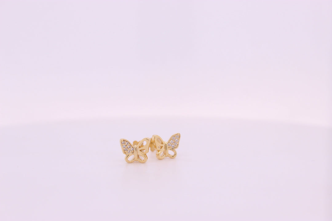 Kids Winged Butterfly Diamond Stud Earrings, 14k Solid Gold, Natural Diamonds, Kids jewelry, Gift for toddlers, girls and kids