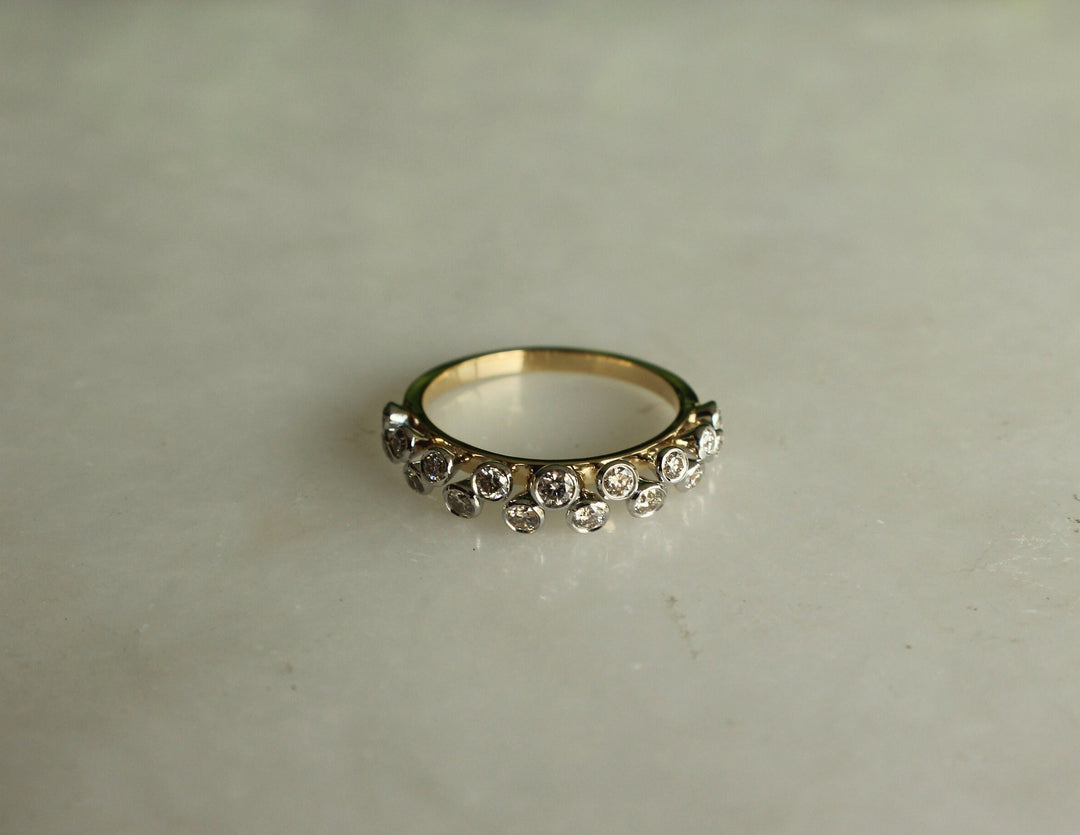 Bezel Diamond Setting Band, 14K Solid Gold, Half Eternity Band, Natural Diamonds, Gift for Her