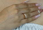 Load image into Gallery viewer, Triple Diamond Ring in 14K Solid Gold, Round Solitaire Natural Diamonds, Gift for her
