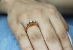 Load image into Gallery viewer, Triple Diamond Ring in 14K Solid Gold, Round Solitaire Natural Diamonds, Gift for her
