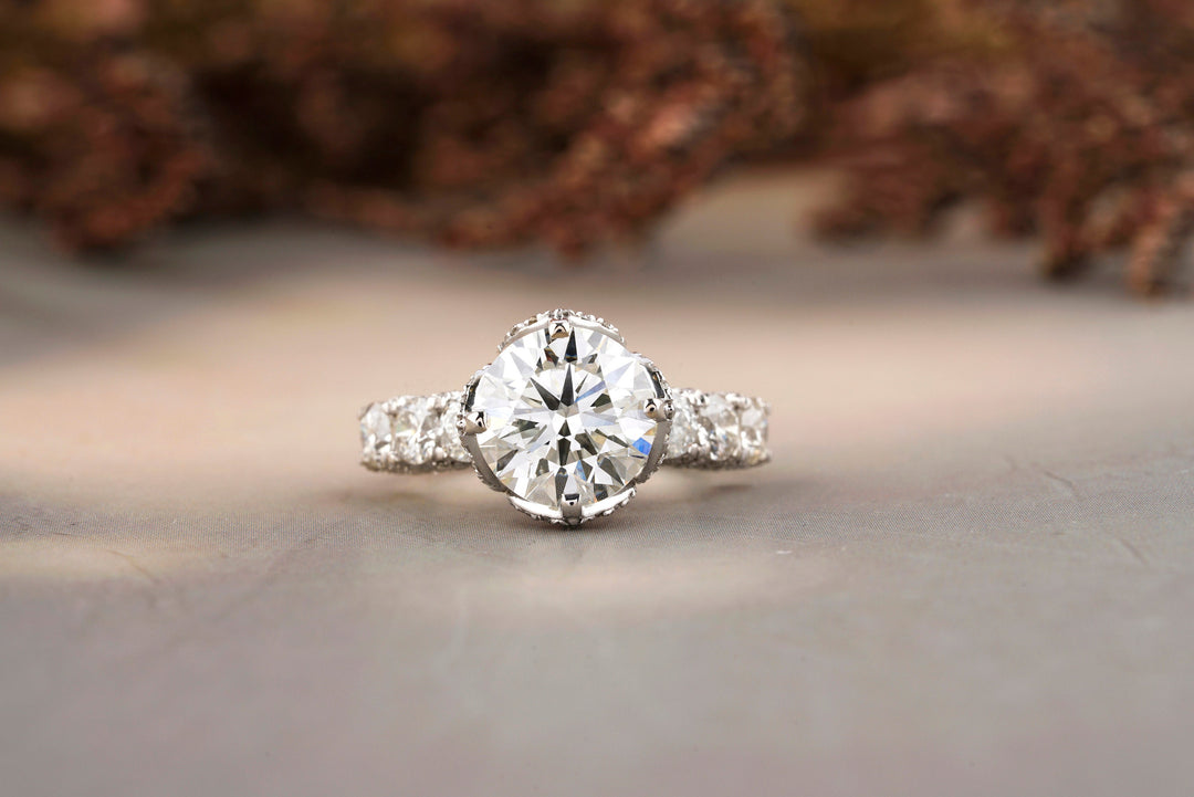 Round Solitaire Diamond Ring, Wedding Engagement Ring, 14k Solid Gold, Moissanite Ring, Gallery Ring Gift For Her