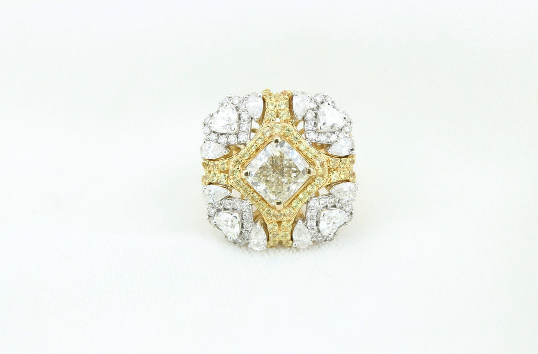Yellow Sapphire Engagement Ring, Fancy Diamonds Ring, Dual Tone Diamond Ring, Natural Diamonds, 14k Solid Gold, Gift for her