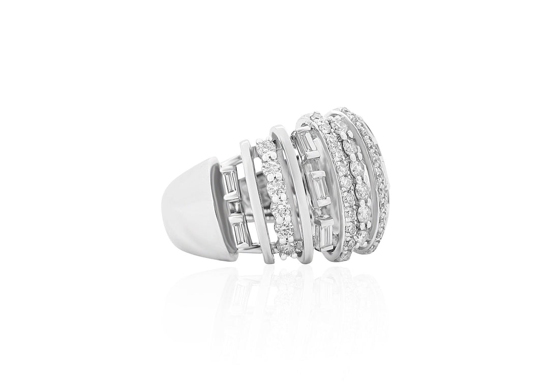 Baguette and Round Diamond Eternity Band, 14k Solid Gold Ring, Natural Diamonds, Cocktail Ring, Gift for her