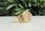 Load image into Gallery viewer, Bezel Diamond Broad Ring, 14k Solid Gold Diamond Band,  Natural Diamonds, Cocktail Ring, Gift for her
