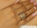Load image into Gallery viewer, Bezel Diamond Broad Ring, 14k Solid Gold Diamond Band,  Natural Diamonds, Cocktail Ring, Gift for her
