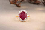 Load image into Gallery viewer, Ruby Diamond Ring In 14k Solid Gold, Cocktail Ring With Natural Diamonds, Gift For Women

