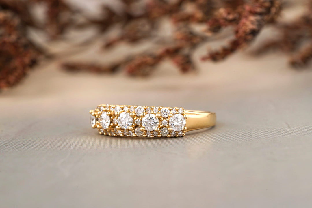 Solitaire Diamond Ring In 14k Solid Gold, Eternity Band With Natural Diamonds, Gift For Her