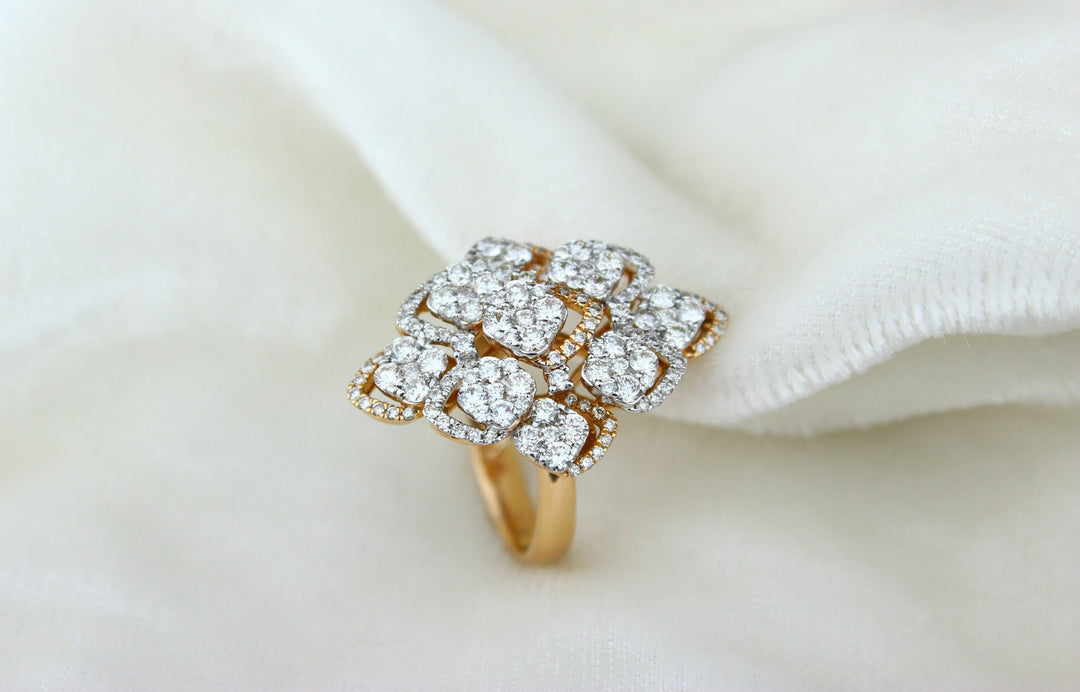 Cocktail Diamond Ring in 14k Solid Gold, Natural Diamonds, Gift for her