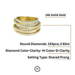 Load image into Gallery viewer, Wide Band Ring with multiple rows of Natural Diamonds, 14K Solid Gold, Cocktail Band, Gift for Her
