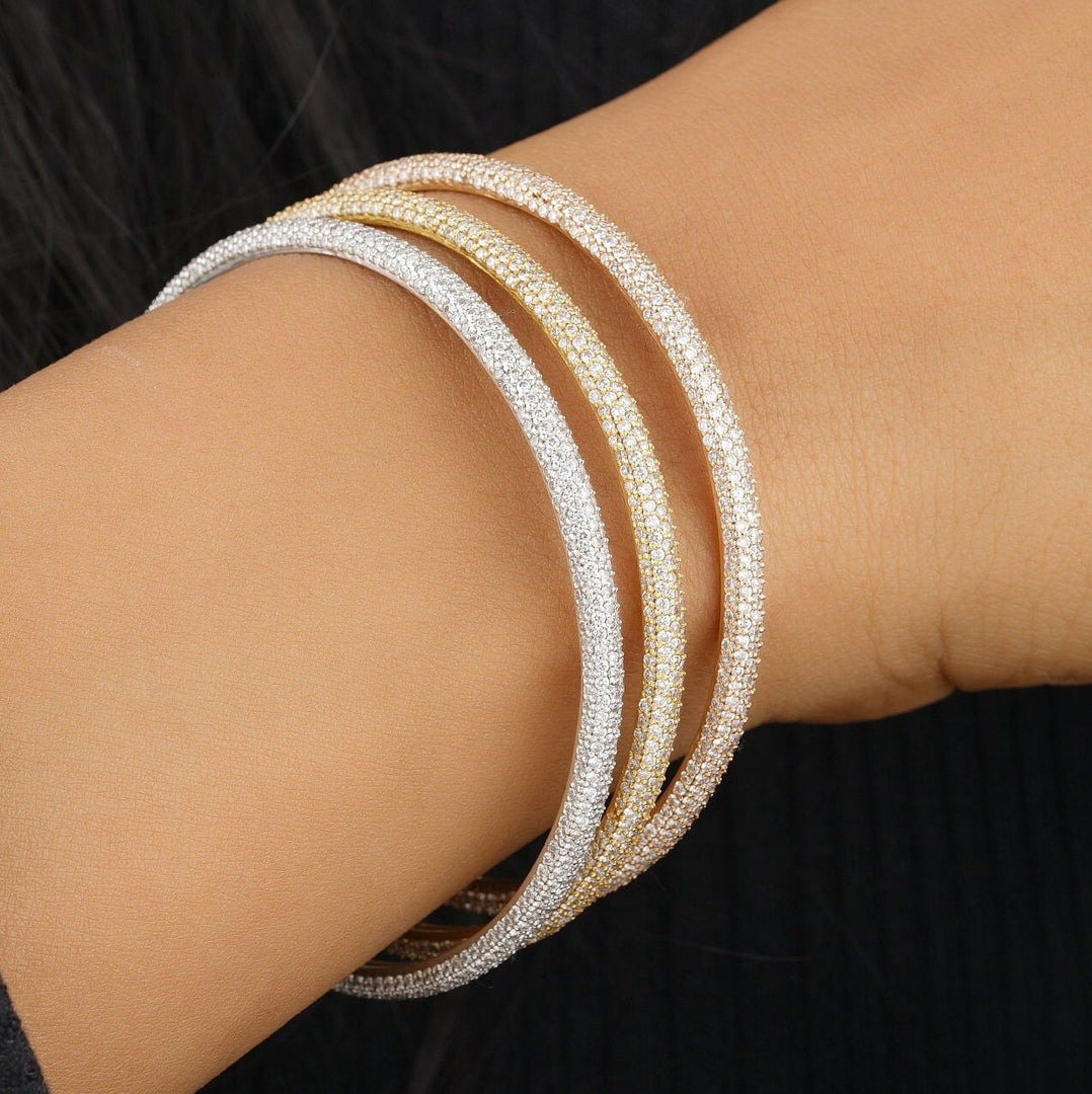 Cluster Diamond Bangle Bracelet, 14k Solid Gold Natural Diamonds, Trinity Bangle, Statement Bracelet, Minimalistic Design