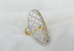 Load image into Gallery viewer, Oval Shaped Net Diamond Ring, Elongated 14k Solid Gold Ring, Natural Diamonds, Gift For Her
