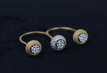 Load image into Gallery viewer, Two Finger Gold Diamond Ring, Diamond Cuff Ring, Dual Tone Ring, 14K Solid Gold Band,  Natural diamond, Centre Open Ring
