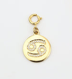 Load image into Gallery viewer, Cancer Horoscope Birth Sign Charm, 14k Solid Gold, Natural Diamonds, Zodiac Jewelry, Everyday Jewelry, Astrology Gift for her
