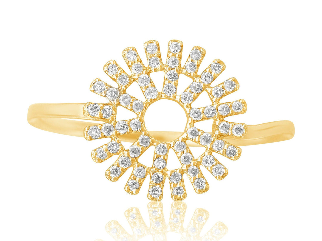Sun Diamond Ring, 14k Solid Gold, Natural Diamonds, , Everyday Jewelry Gift For Her