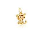 Load image into Gallery viewer, Cat Diamond Charm Pendant, 14k Solid Gold, Natural Diamonds, Gift for her
