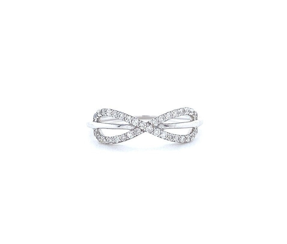 Criss Cross Infinity Diamond Ring, 14k Solid Gold, Natural Diamonds, Everyday Jewelry, Gift for her