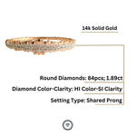 Load image into Gallery viewer, 14k Solid Gold Diamond Bangle Bracelet, Cluster Setting, Natural Diamonds, Gift for her
