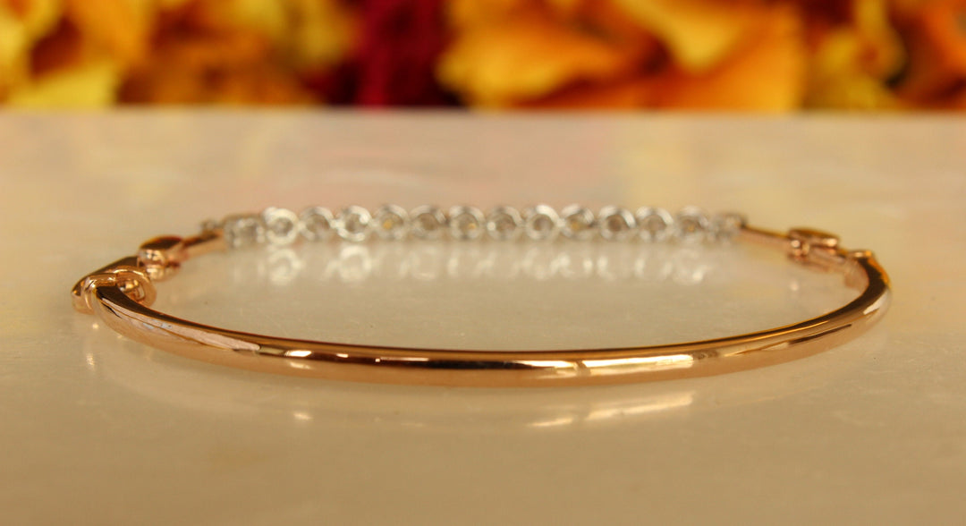 14k Solid Gold Diamond Stackable Bracelet, Flexible Tennis Bracelet, Natural Diamonds, Half Tennis Bracelet, Gift for her