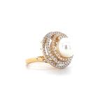 Load image into Gallery viewer, Cultured South Sea Pearl Diamond Ring, Gemstone Diamond Ring, 14k Solid Gold, Dual Tone Ring, Natural Diamonds, Gift for her
