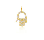 Load image into Gallery viewer, Hamsa Hand Diamond Charm Pendant, 14k Solid Gold, Small Hamsa Necklace,  Natural Diamonds, Everyday Protection Bracelet, Gift for her
