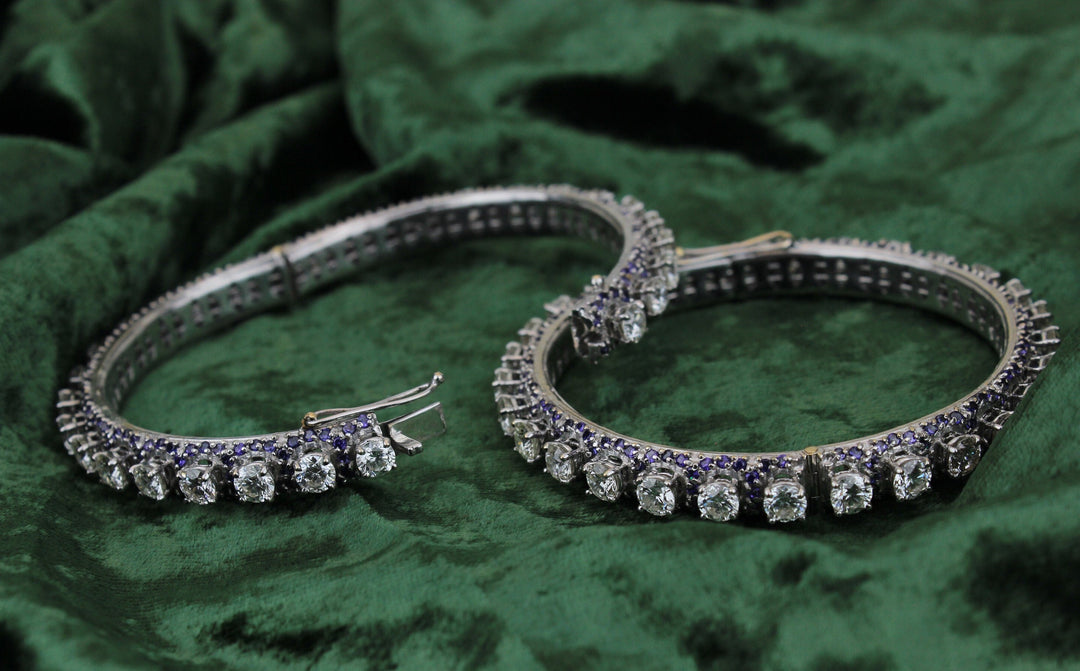 Blue Sapphire diamond Bangle Bracelet, 16 ct Solitaire Diamond Bangle, 14k Solid Gold, Heavy Diamond Bangle, Moissanite Bracelets, Classy