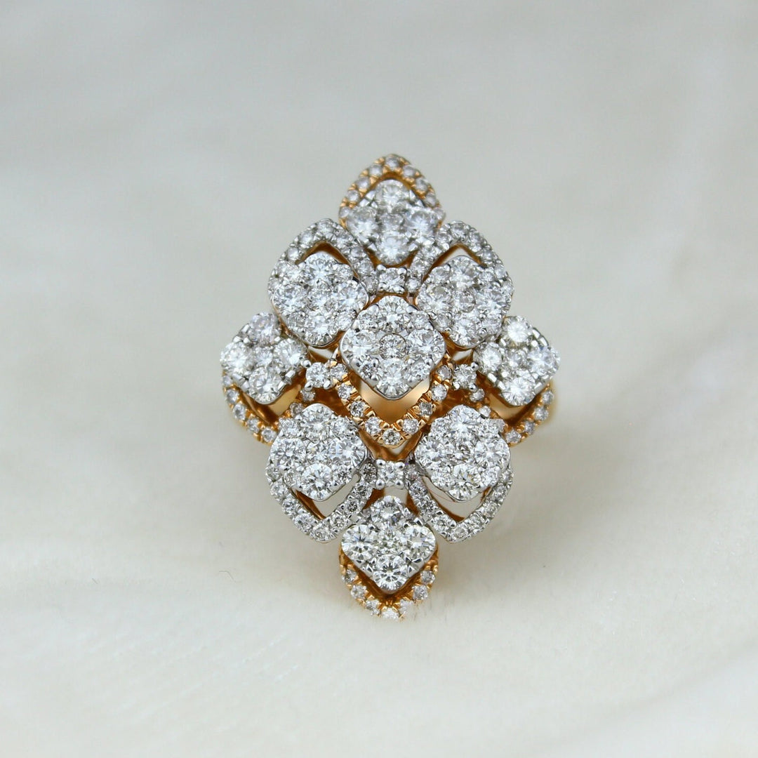 Cocktail Diamond Ring in 14k Solid Gold, Natural Diamonds, Gift for her