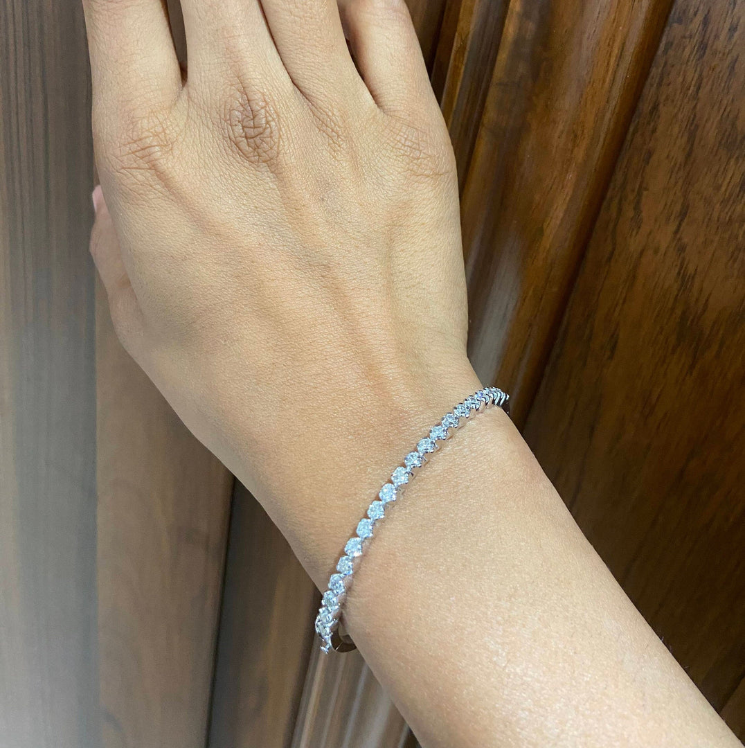Cluster Setting Diamond Bracelet, Half Eternity Bracelet, Stackable Illusion Bangle Bracelet, 14k Solid Gold, Natural Diamonds, Gift for her