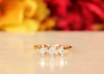 Load image into Gallery viewer, Triple Diamond Ring in 14K Solid Gold, Round Solitaire Natural Diamonds, Gift for her
