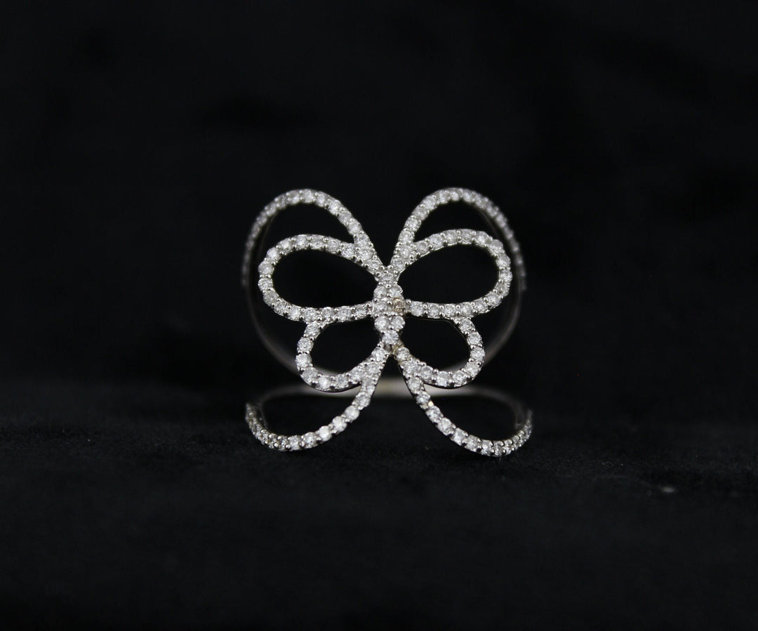 Dainty Butterfly Diamond Ring, 14k Solid Gold, Natural Diamonds, Everyday Ring, Gift for Her
