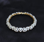 Load image into Gallery viewer, Trillion Diamond Tennis Bracelet With Halo Setting, 14k Solid Gold, Stackable Bracelet, Natural Diamonds, Bridal Jewelry, Gift for Her
