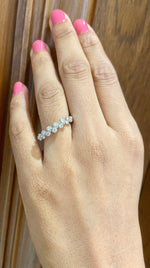Load image into Gallery viewer, Bezel Diamond Setting Band, 14K Solid Gold, Half Eternity Band, Natural Diamonds, Gift for Her
